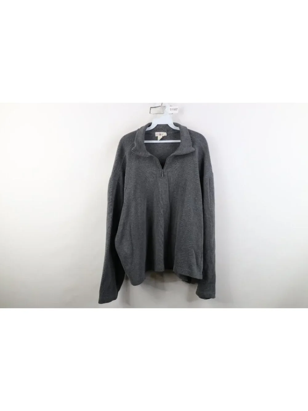 Vtg 90s J Crew Oarsman Mens XL Boxy Fit Cotton Ribbed Knit 1/4 Zip Sweater USA